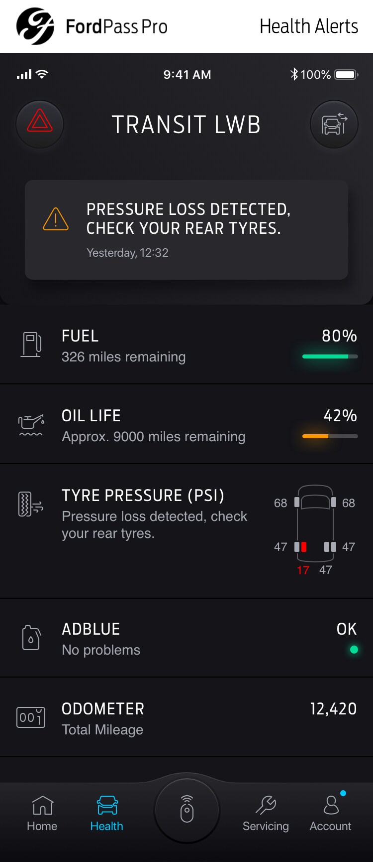 FordPass Pro - Health Alerts (with Footer)